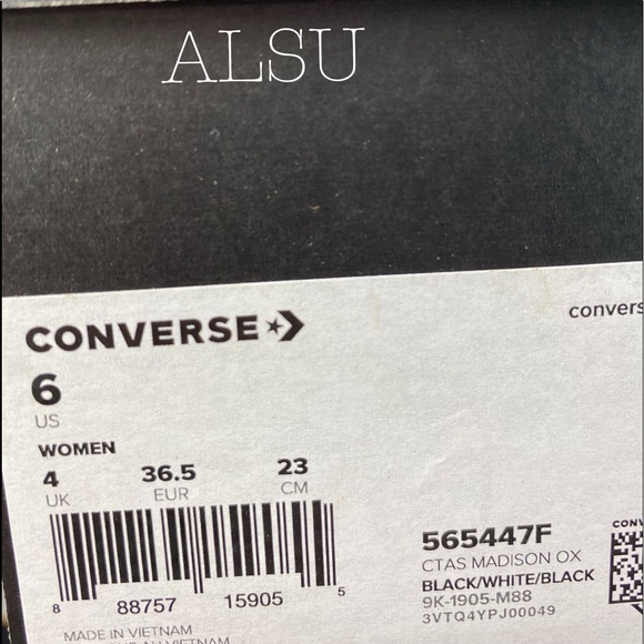 Converse Ctas Madison Low Canvas Black White LogoW - Picture 9 of 10